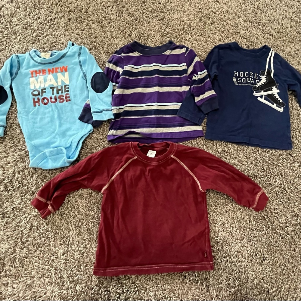 Boys Lot of 4 Long Sleeve Shirts GUC Size 18-24M